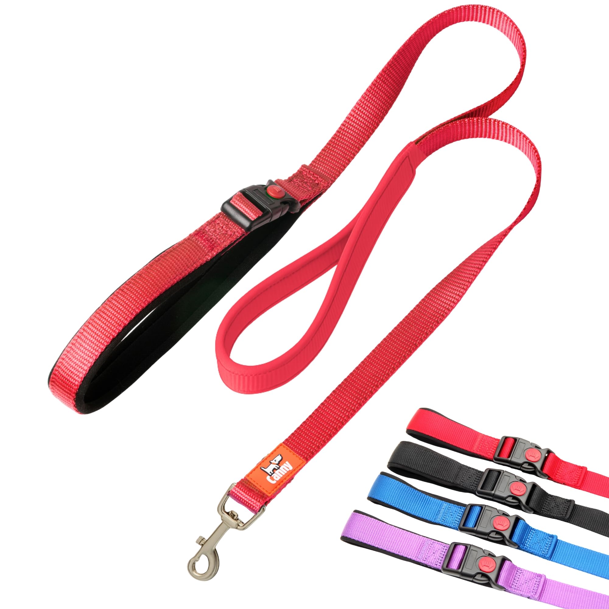 Canny CONNECT Lead – Anti‑Pull Dog Lead for Head Collars incl. Canny Collar | Soft Grip for Small Dogs & Puppies | Encourages Calm Walking – 120cm x 15mm, Red