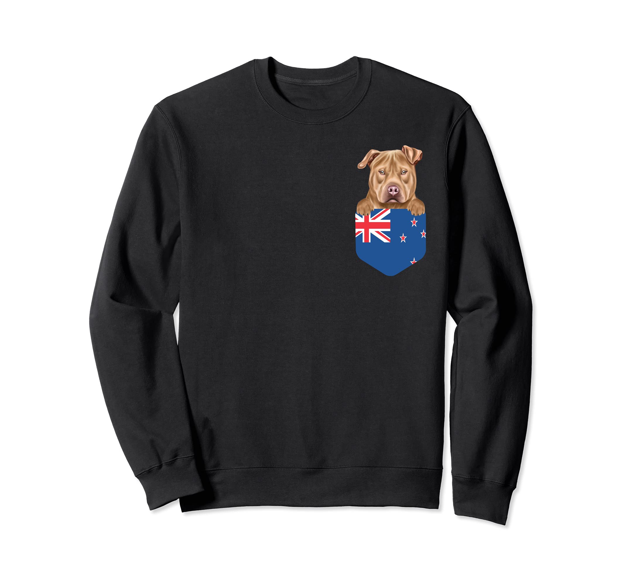 New Zealand Flag Usa Staffordshire Terrier Dog In Pocket Sweatshirt