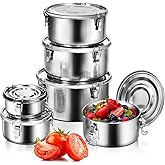 LEEPENK 6 Pcs 304 Stainless Steel Containers With Lids Stainless Steel Snack Containers for Kids,Kimchi Containers Leakproof Stainless Steel Food Storage Containers for Lunch Soup Salad Leftover