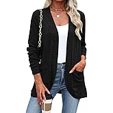 Halife Women's Fashion Cardigan Sweaters Lightweight Open Front Long Sleeve Casual Thin Cardigans with Pockets