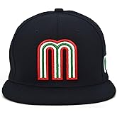 JLGUSA Mexico Snapback Hat 3D M Embroidery Mexico Baseball Cotton Cap (Black Cotton Imp)