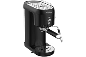 CYETUS Espresso Machine, 20 Bar Fast Heating Espresso Coffee machine with Milk Frother Wand for Cappuccino, 1L Large Water Tank, 1400W, Automatic Espresso Latte Maker for Home, Compact Design,Black