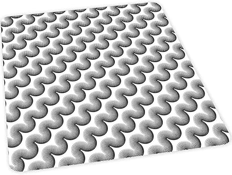Amazon Com Black And White Desk Chair Mat Monochrome Patterned Wavy Lines With Different Sizes In Modern Art Style 30 By 47 Desk Chair Mat For Carpet Office Products