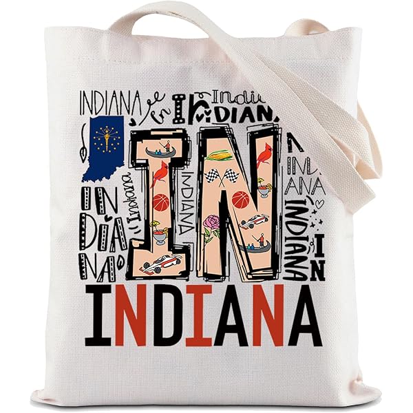 VAMSII Make-up-Tasche „I’d Rather Be In Indiana“ – Kosmetiktasche 23,5x17 Cm, Segeltuch