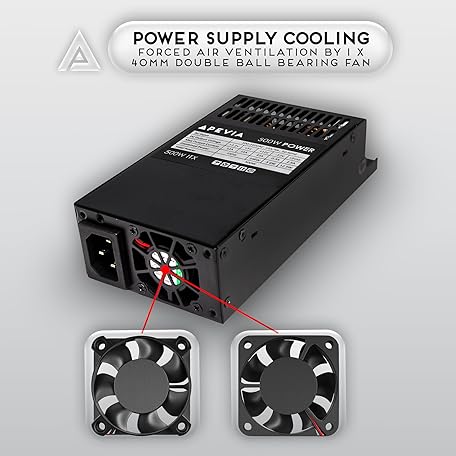 Apevia ITX-PFC500W Alimentatore 500W Full Modulare Flex-ATX Per PC Compatti: Gaming, Server E Sistemi POS Con PFC Attivo E Ventola 40mm