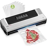 Bonsenkitchen Vacuum Sealer Machine, Multiple Modes For Meal Prep,Silver | Compact Vacuum Sealer for Kitchen Storage &amp; Sous-Vide,External Vacuum System,6x Longer Freshness,5 Vacuum Bags