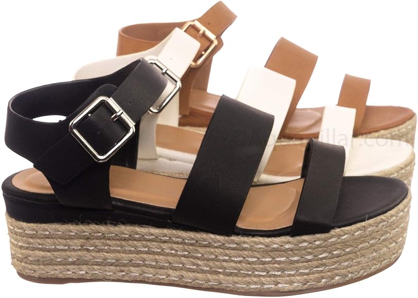 soda women's open toe strappy espadrille flatform sandal