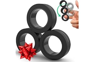 BUNMO Magnetic Rings Stocking Stuffers for Teens - Fidget Toys Adults - Stocking Stuffers for Boys - Magnetic Fidget Rings - Improved Stronger Magnets - Great Teen Gift - Black