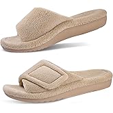 GRITHEIM Women's Orthotic Arch Support Slippers Fuzzy Adjustable Orthopedic Slippers for Plantar Fasciitis Furry Slide for Ladies