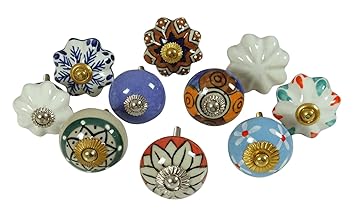 Vintage Ceramic Drawer Pull Multicolour Knob Unique Cabinet Knobs
