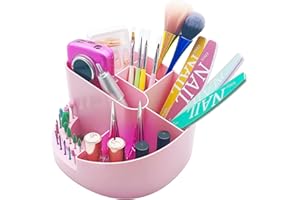 Flybok Nail Drill Holder 18 Hole Nail Drill Bit Holder Nail Organizer Professional Stand with 8 Compartments for Nail Tech Tools (Tools not included)