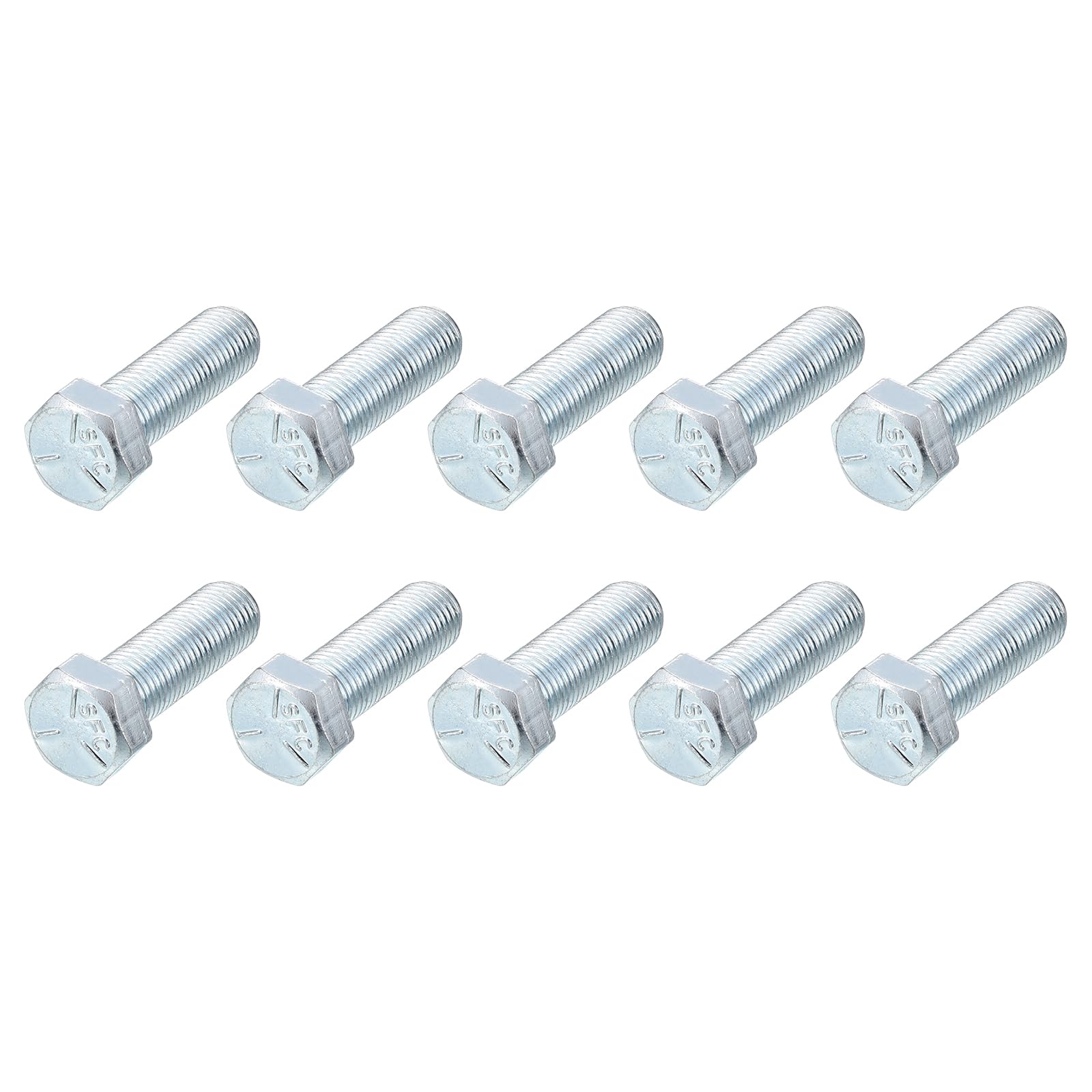 METALLIXITY Hex Bolts (3/8-24x1") 10Pcs, Grade 5 Carbon Steel Zinc Plated Fully Threaded, UNF Fine Thread Hex Head Screw Bolt - for Furniture Repair, Silver