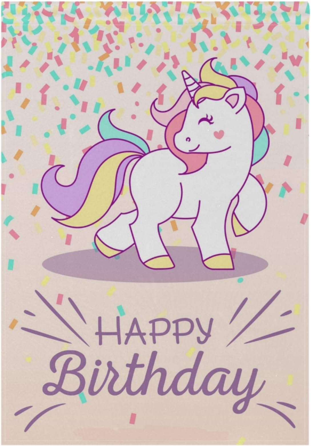 Hokkien Happy Birthday Unicorn Garden Flag Banner 12 x 18 Inch Decorative Garden Flag for Outdoor Lawn and Garden Home Décor Double-Sided