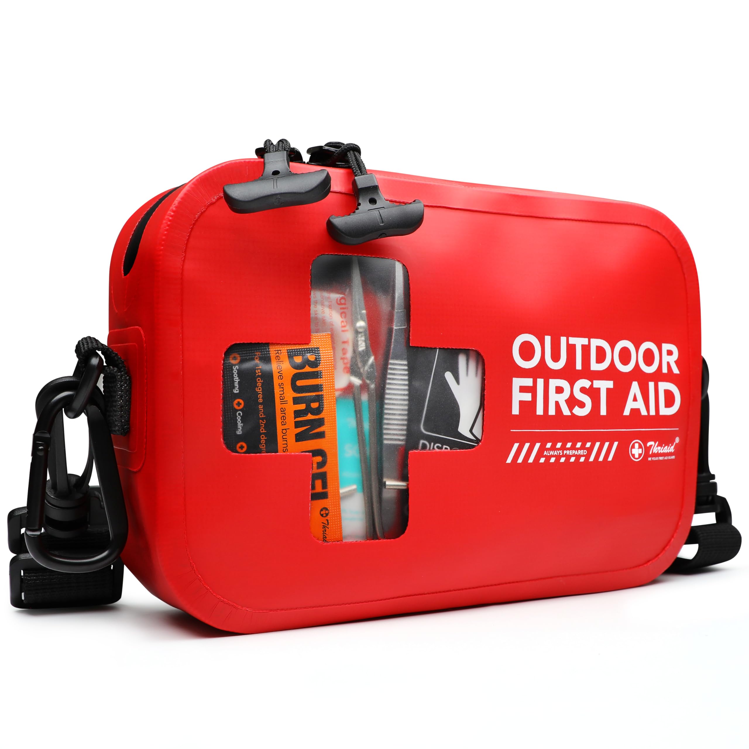 Photo 1 of 152 PCS Waterproof First Aid Kit, Portable Small Boat Dry Bag Bug Out Bag, Emergency Medical Kit Ideal for Boating, Camping, Fishing, Kayaking, Floating, Red