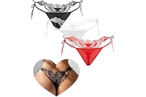 ohmydear Womens G-String Thongs Sexy Mesh Panties Embroidered Underwear Low Rise Breathable Undies