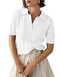 Imily Bela Women's Cable Short Sleeve Sweaters Tops
