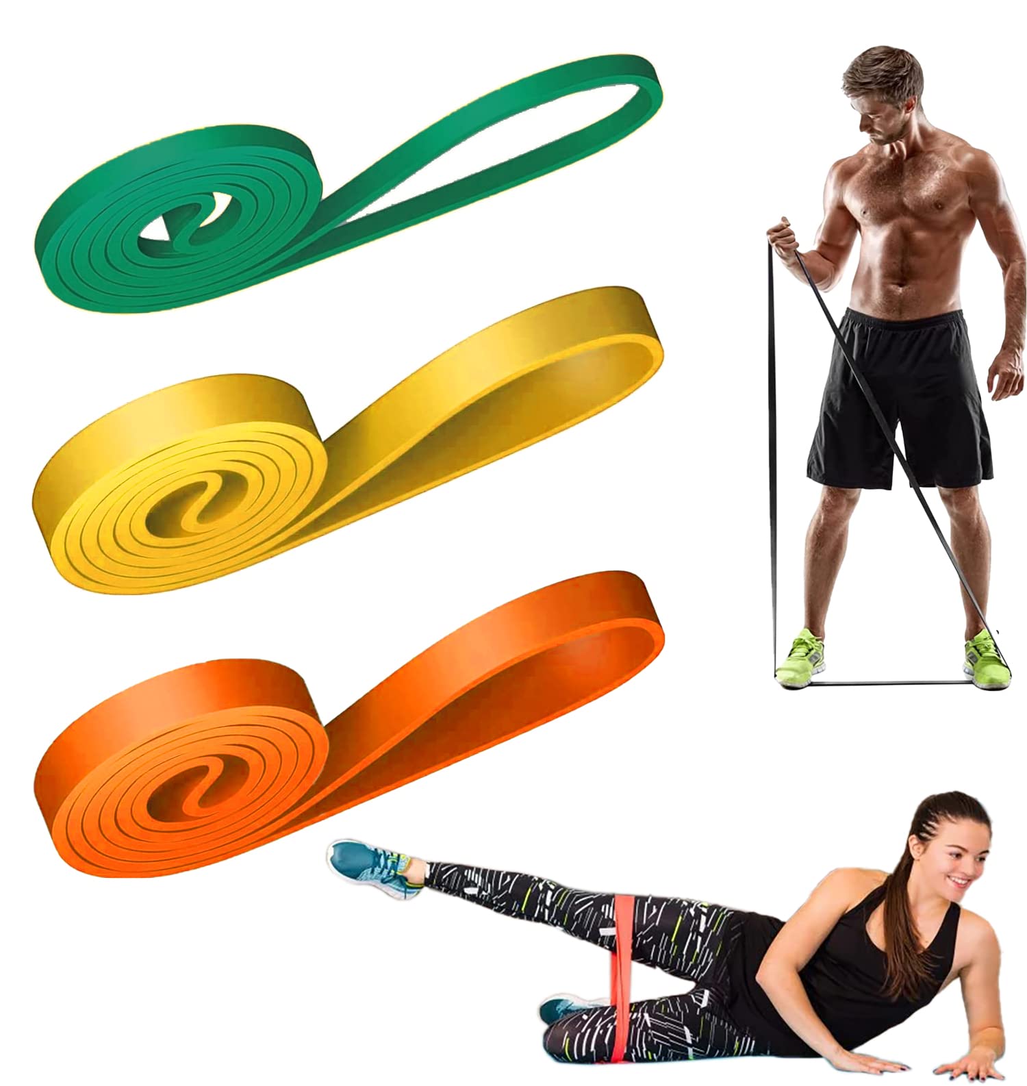 Set of 3 Training Band Elastic Bands for Fitness Crossfit Training Gym Equipment for Males and Females 15-25-35 kg