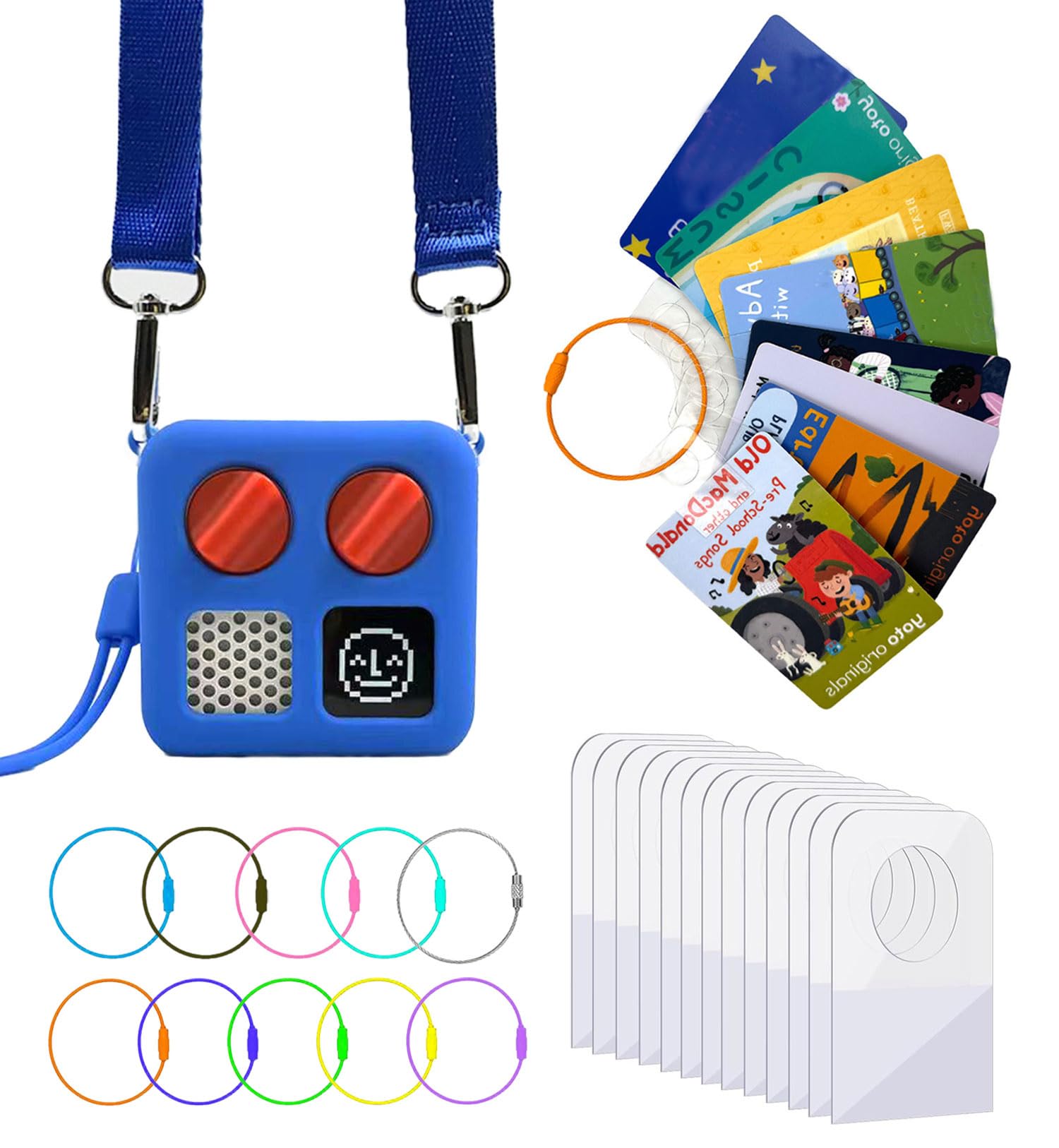 Photo 1 of **Only case!! Missing Yoto player protectors** Silicone Case for Yoto Mini Protective Silicone Adventure Jacket **NOT INCLUDED WITH** Shoulder Strap, 200 PCS Tabs 10 Loops Kids Travel Carrier of Yoto Accessories, Blue