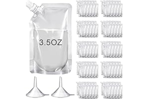 Meanplan 100 Pcs Plastic Pouches Bulk Reusable Squeeze Pouches Clear Plastic Juice Leak Proof Bags with Funnel for Party Favors Supplies(3.5 oz,Inclined Mouth)
