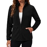 LOMON Fleece Jacket Women with 6 Pockets Lightweight Full Zip Coat | Elastic Cuff,2026 Winter Fall Outerwear,Warm Outdoors Jackets,Cozy Fuzzy Scrub Jackets,for Hiking,Travel