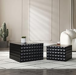 LKTART MDF End Table Handcrafted Relief Side Table