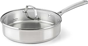 Calphalon Stainless Steel Cookware Sauce Pan with Lid, 3 qt, Stainless Steel
