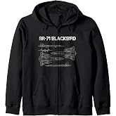 SR-71 Blackbird Blueprint Air Force Military Jet Zip Hoodie