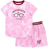 Harry Potter Gryffindor Hufflepuff Ravenclaw Slytherin Girls Pajama Shirt and Shorts Sleep Set Little Kid to Big Kid