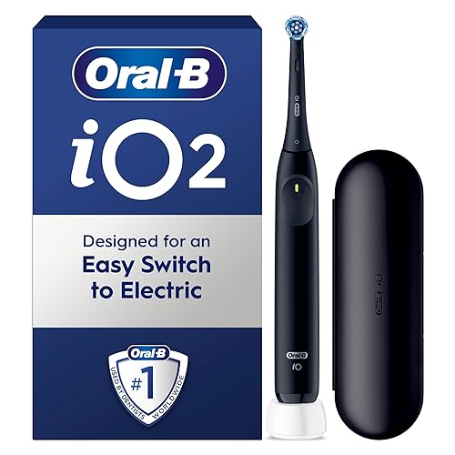 Oral-B iO2 Electric Toothbrush, 1 Ultimate Clean Toothbrush Head, 1 Travel Case, Toothbrush for Adults (Night Black), Designed by Braun, 2 Pin UK Plug