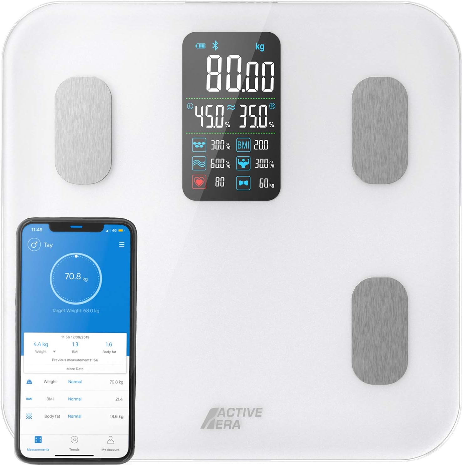 Active Era® Smart Bathroom Scales with Large LED Display Bluetooth