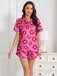 Umeyda Girls Satin Silky Collar V Neck Ruffle Short