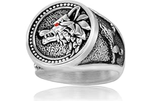 HJ HUAJ Stainless Steel Cool Skull Rings Gothic Death Skull Skeleton Cocktail Party Biker Statement Retro Vintage Ring