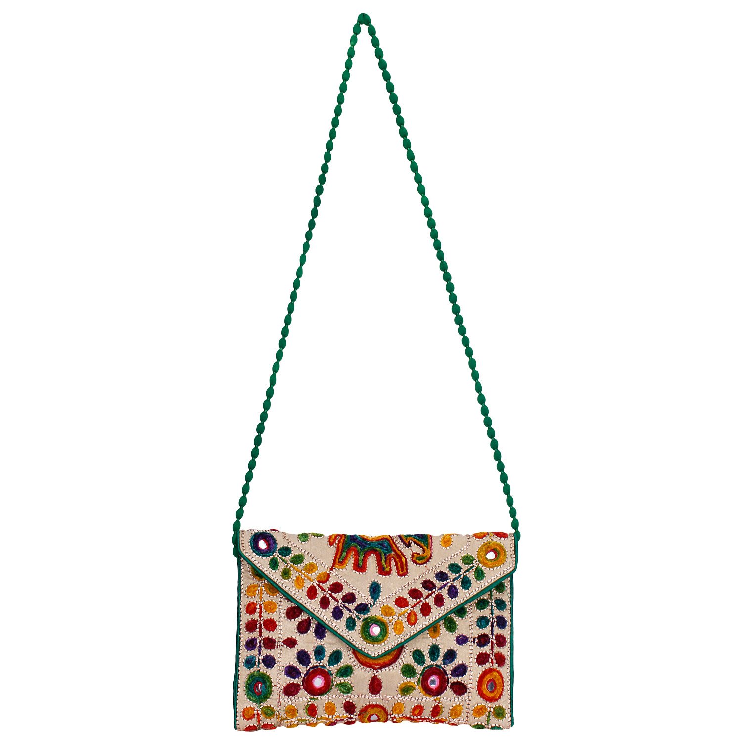 aaditri international women's rajasthani jaipuri art satchel bag(green_aaditri international)