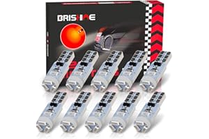 BRISHINE 10X T5 LED Bulbs Brilliant Red Canbus Error Free 3014 Chipsets 74 2721 PC74 37 73 17 70 LED Bulbs for Interior Gauge Cluster Dashboard Instrument Panel Speedo Indicators AC Lights