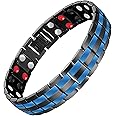 Feraco Magnetic Bracelets for Men, Titanium Steel Magnet Bracelet with Double Rows Effective 4 Elements Stones