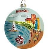 2pcs Blown Glass Hawaii Christmas Ornament, Hanging Glass Hawaii Ornaments for Christmas Tree Decoration