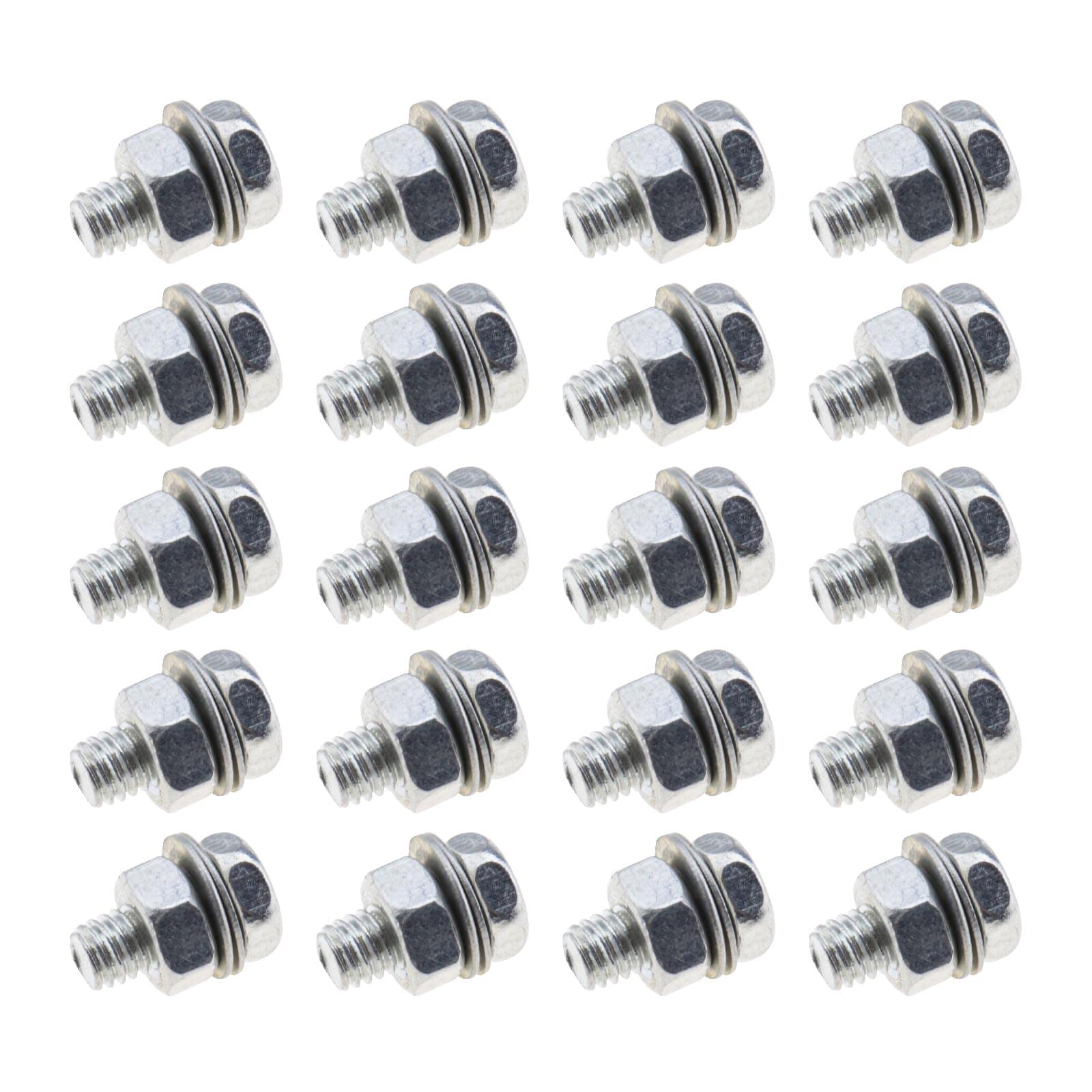 ECSiNG 20Pcs Bicycle Cable Anchor Bolts 6mm with Nuts and Washers for BMX Cross Bike Electric Bike Foldable Hybrid Kids Mountain Racing Trekking Bike Cycling Accessories Hex Head Screw