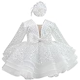 KLFFLGID Baby Girl Pageant Dress Sequins Embroidered Lace Toddler Flower Wedding Birthday Party Gown Dresses