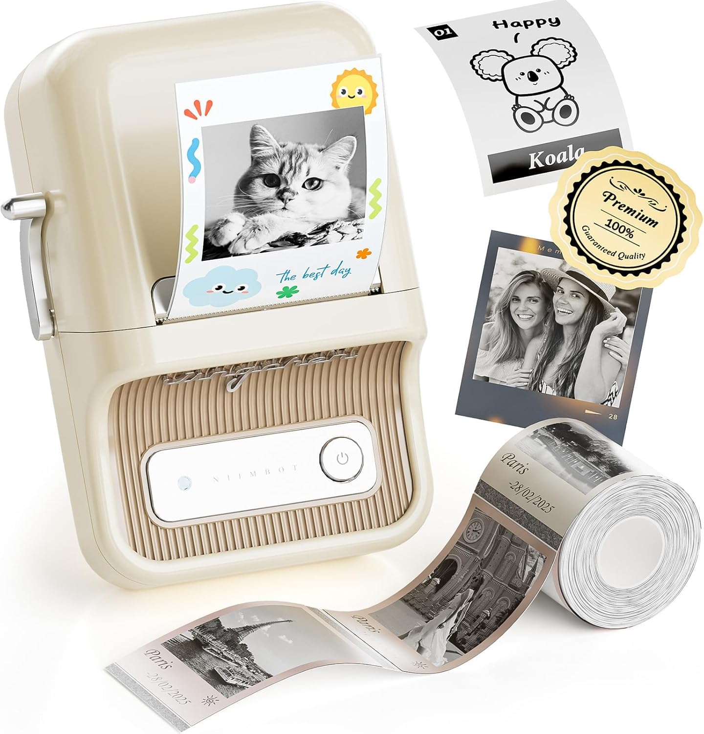 NIIMBOT B21Pro サーマルプリンター スマホ対応 ラベルライター 感熱ラベルメーカー Bluetooth接続 値札プリンター 小型 使いやすい 300DPI高精細印刷 用紙自動戻し AndroidとIOS対応 USB充電式 写真アルバム/手帳/メモ/買い物リスト/学習ノートに適用 専用アプリ ロール紙1個付き 日本語取扱説明書付き ホワイト商品画像