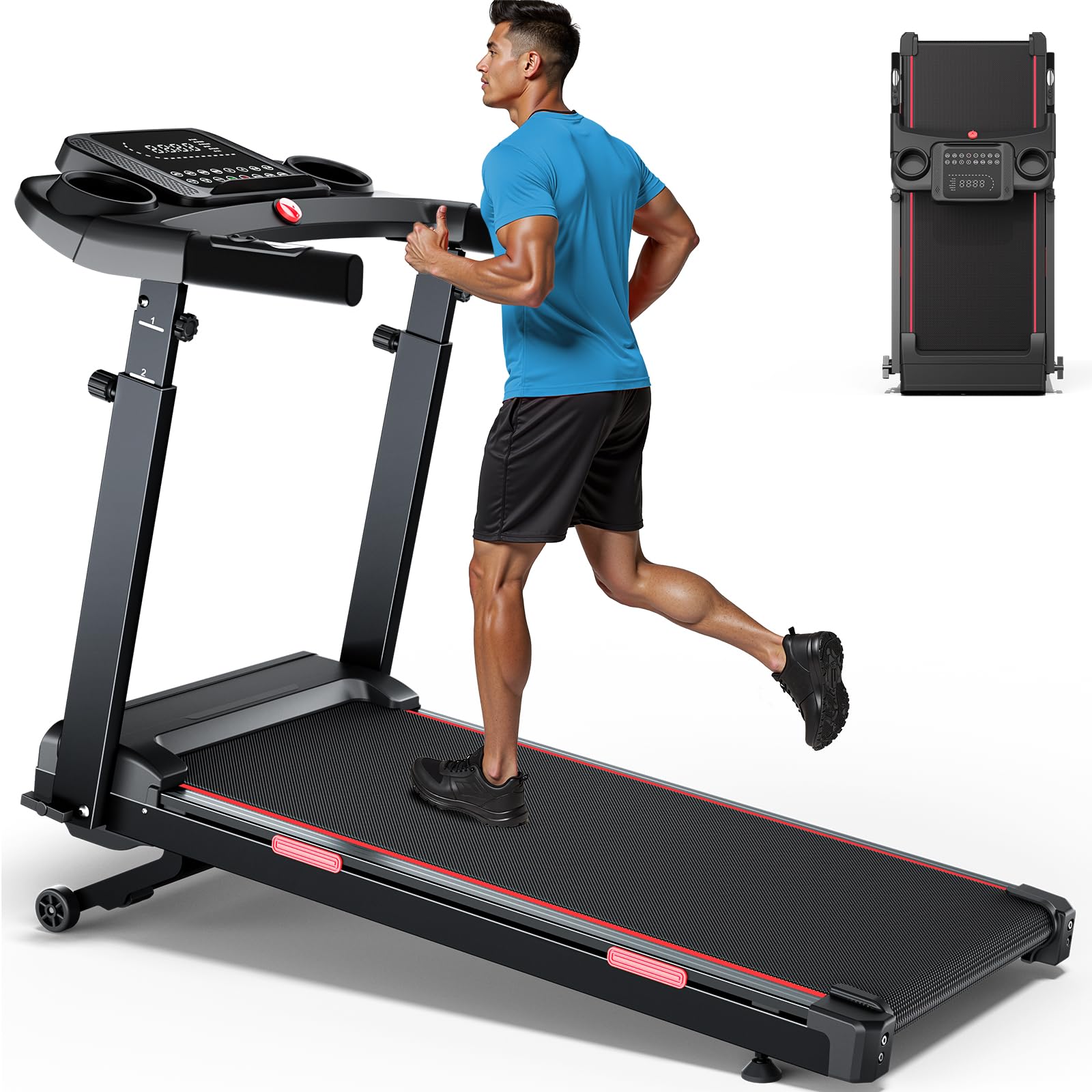 Advzon 3.5 HP Auto Incline Treadmills for Home - Adjustable Height Handle Bars, 8.7 MPH, Wide Belt, 300+ lb Capacity