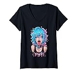 Womens Ahego Anime henti Waifu V-Neck T-Shirt