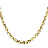 14k Yellow Gold 6mm Handmade Rope Chain Necklace 6 mm x 24 inches