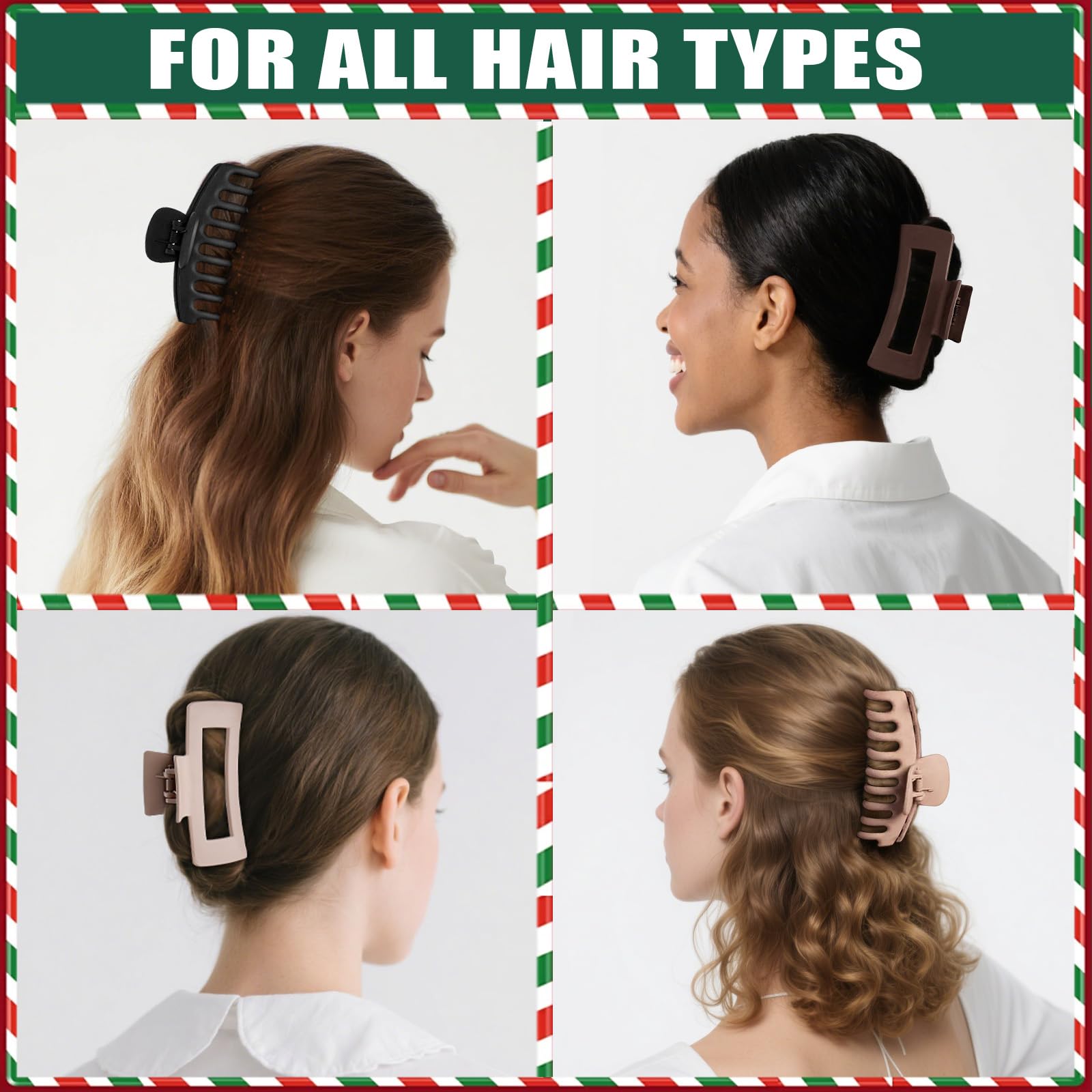 TOCESS 8 Pack Big Hair Claw Clips for Women Large Claw Clip for Thin Thick Curly Hair 90's Strong Hold 4.33 Inch Nonslip Matte Jumbo Hair Clips (8 Pcs)