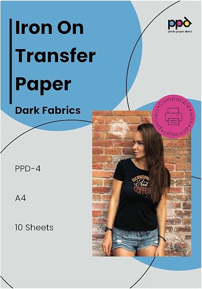 PPD Inkjet Premium T Shirt Transfer Paper A4 Dark Fabric 10 Sheets PPD-4-10