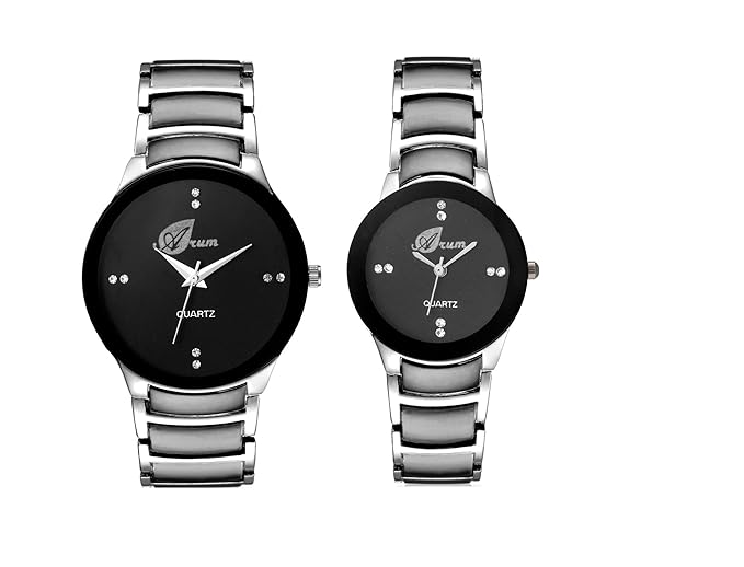 Analogue Black Dial Mens & Womens Couple Watch - Aw-057