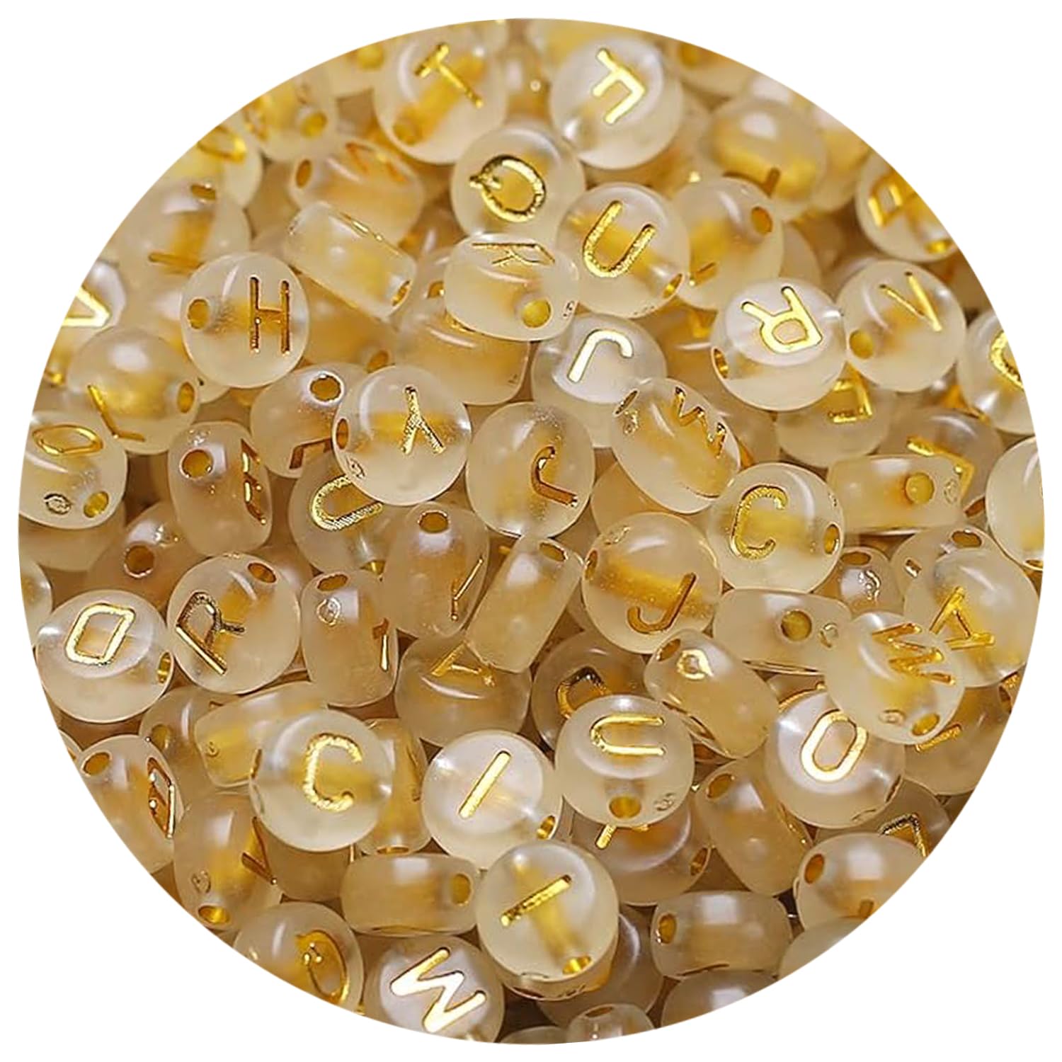 HERZWILD Luminous Letter Beads Approx. 1000pcs Letter Bead Glow in the Dark 4 x 7 mm Gold Round Craft Beads Letters A-Z Beads for Jewellery Crafts (4 x 7 Gold-Luminous) — image 1