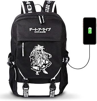 Amazon Co Jp 女性のためのクラシックバックパックチェーンアニメ付きティーンガールブラックのためのスタイリッシュなスクールバックパックデート アライブプリンセスリュックサックusb充電ポート付き屋外 スポーツ アウトドア