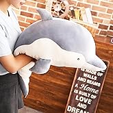 Levenkeness Dolphin Plush Hugging Pillow, Soft Large Dolphins Stuffed Animal Toy Doll Gifts for Kids, Valentine, Christmas, Bedding (23.6")