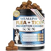 Flea and Tick Prevention for Dogs, 200 Soft Chews for Dog Fleas Ticks Treatment, Natural Dogs Oral Flea Chewables Support Supplement, Flea and Tick Chews for All Breeds & Sizes