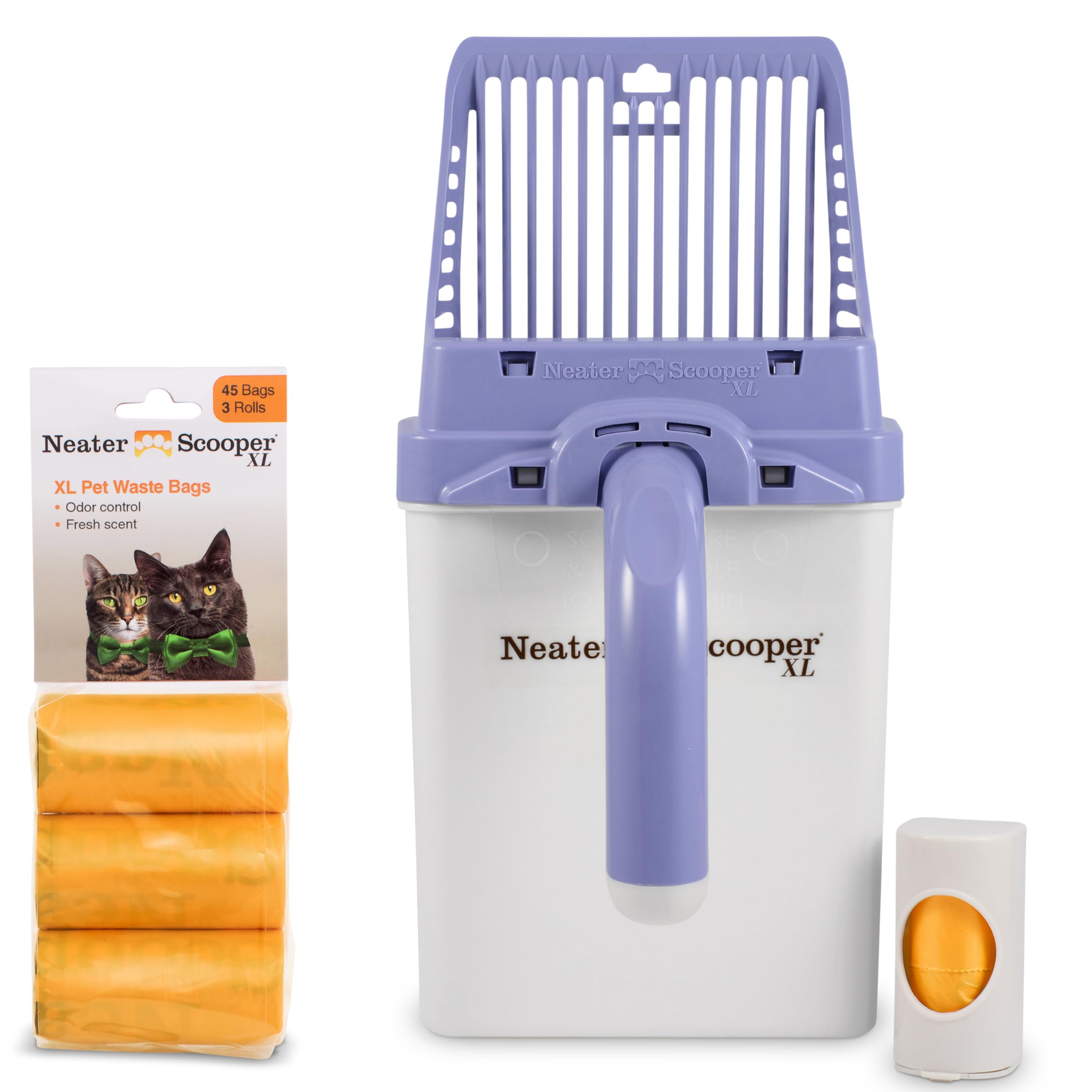 Photo 1 of Neater Pets Neater Scooper XL Cat Litter Scoop, 60 Refill Bags – Extra-Large Capacity Mess-Free Cat Litter Scooper with Bag for Large & Multiple Cats, Spill-Proof Litter Box Scooper with Scoop Holder